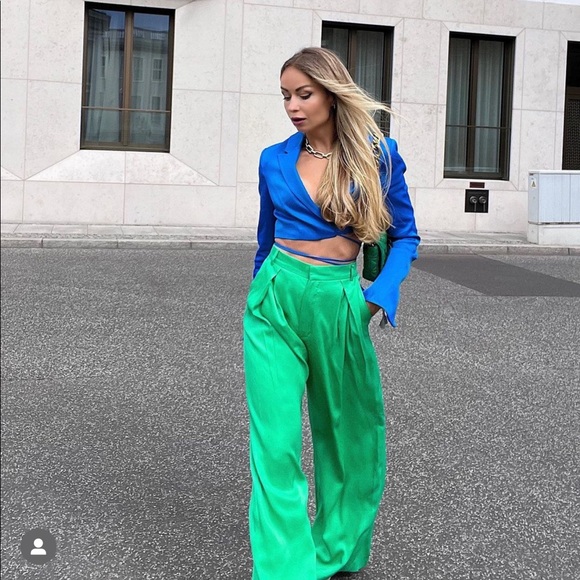 Zara 2 set satin effect full length pants and blazer - Picture 10 of 15